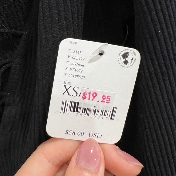 Free people intimately XS/s Chic Black Long Sleeve V-Neck Top - Picture 2 of 5